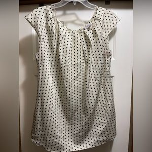 Worthington 1X White with Black Polka Dot Blouse